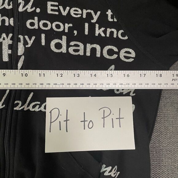 Vintage Bebe Sport Cropped Hoodie Black w/ Glitter Words Y2K Stretchy NWT Bling - Picture 6 of 9